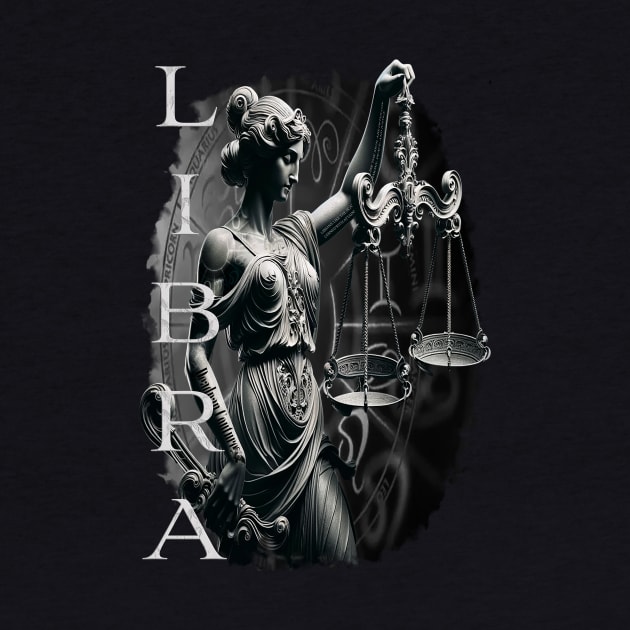 Elegant Libra Zodiac Scales & Justice Art by Deadpan Couture